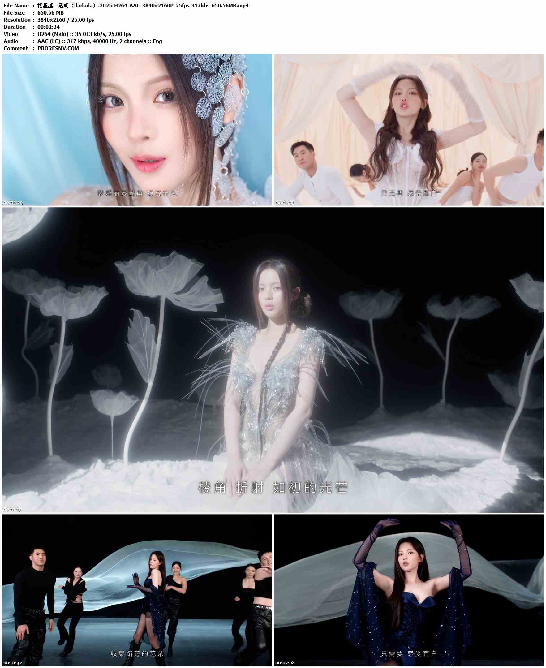 杨超越 - 透明（dadada）.2025-H264-AAC-3840x2160P-25fps-317kbs-650.56MB官方MV_高清MV
